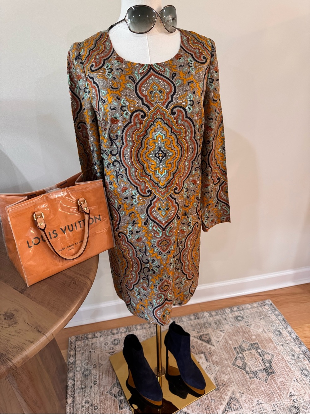 j.crew silk paisley shift dress